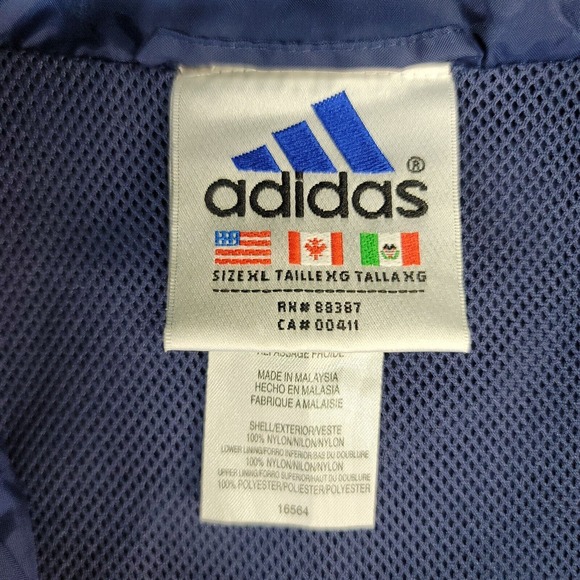Vintage Men's Adidas Navy Zip Up Windbreaker Jacket Size XL - Picture 5 of 8